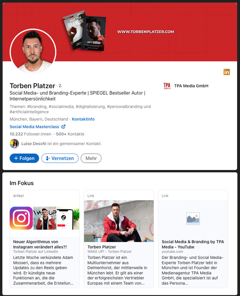 Beispiel Profil für LinkedIn Recruiting