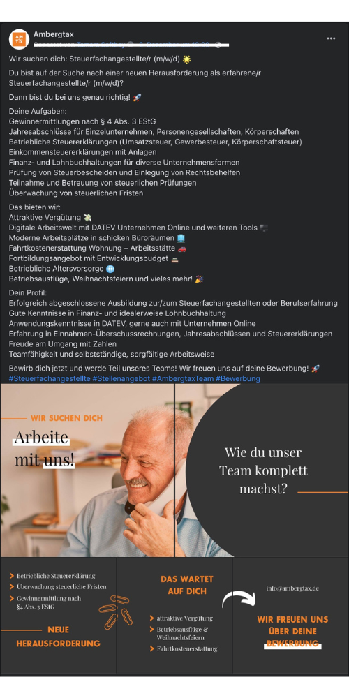 Beispiel von Social Recruiting Ads