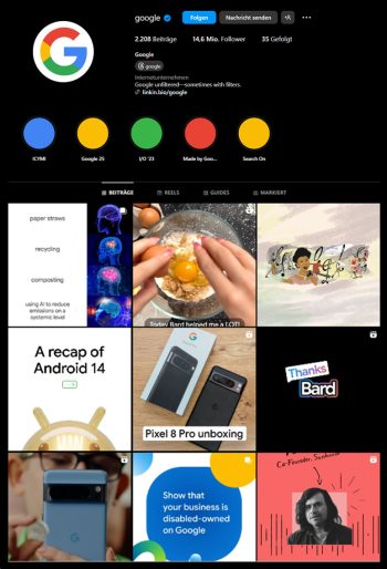Instagram Feed von Google